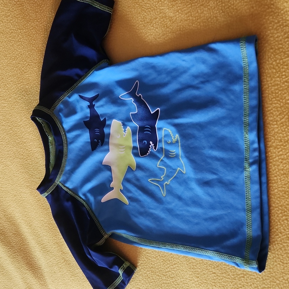 O13 Uv protection top by Wave Zone Kids Blue Shark Graphic Rash Guard